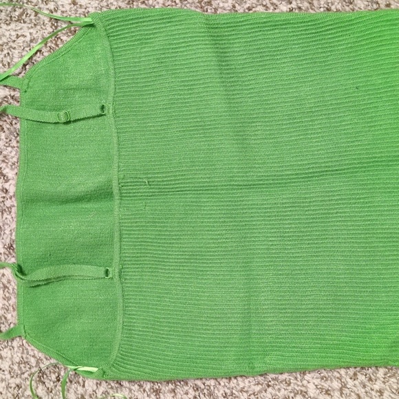 Green Square Neck Ribbed Cropped Top Small - Picture 2 of 3
